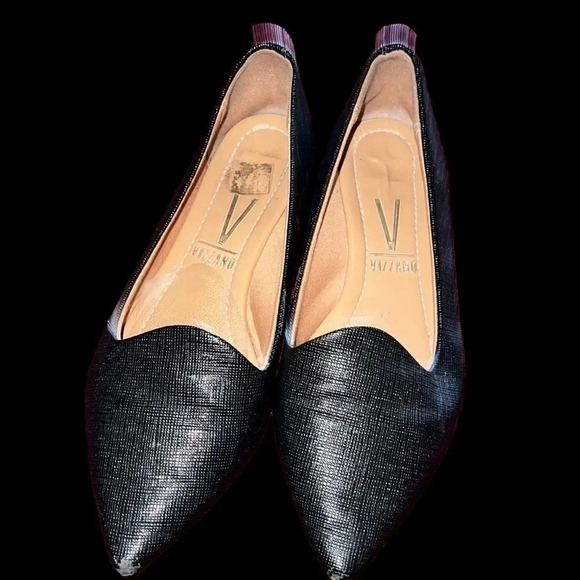 Vizzano black shiny embossed Lizard leather  pointy toe Flats Sz 37 - Picture 16 of 16